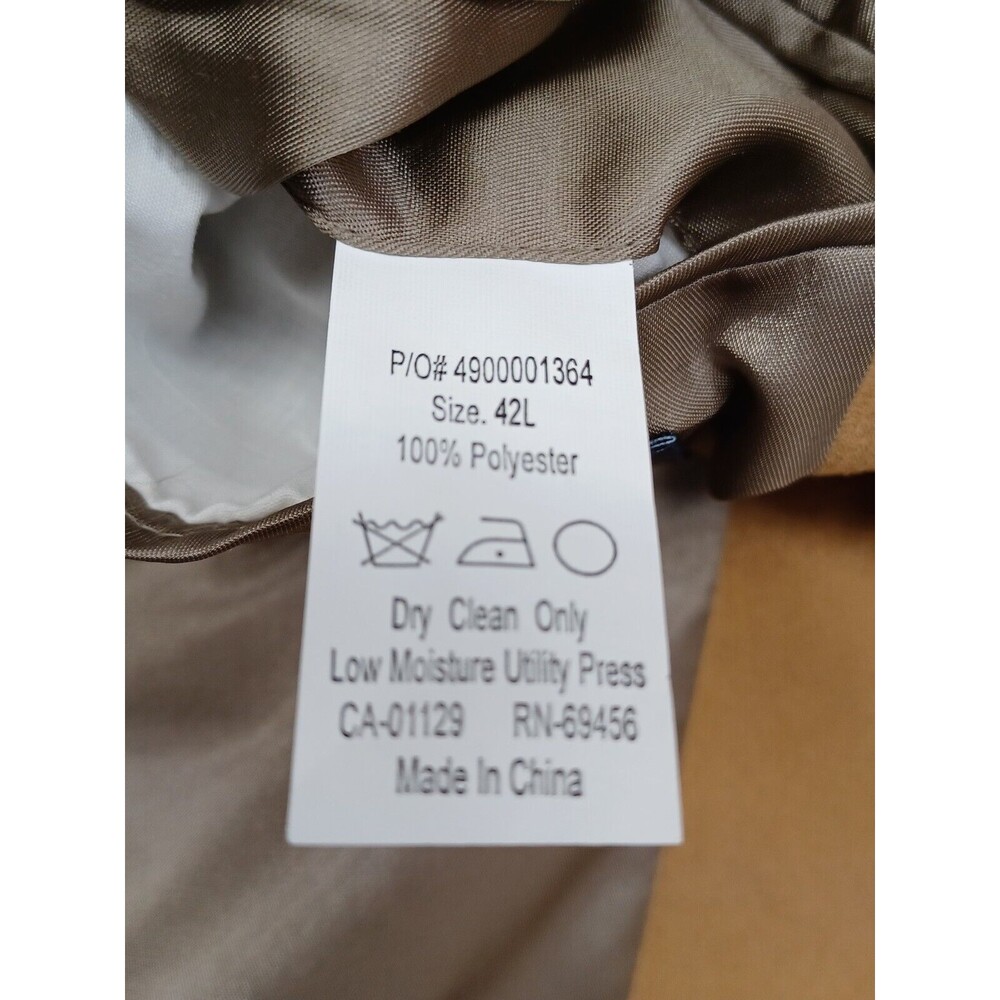 CHAPS Men's Faux Suede Blazer Jacket Sport Coat Camel Tan Ralph Lauren 42L - Picture 10 of 10